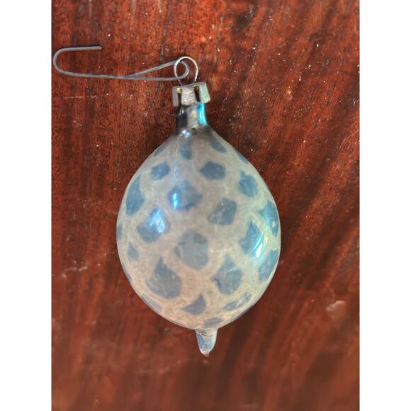 Handmade Vintage Glass Ornament in Blue and White - Picture 2 of 6